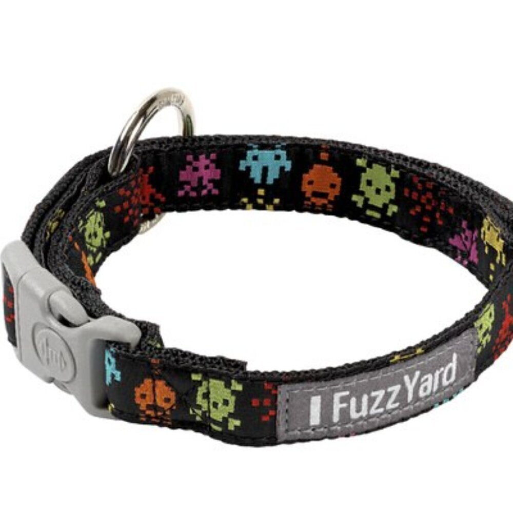Fuzzzyard space invaders small dog collar NWT